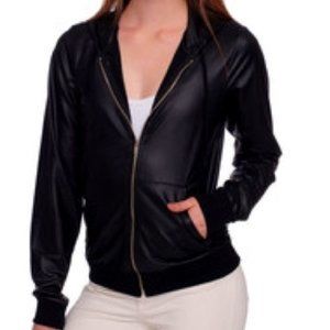 American Apparel Faux Leather bomber-style hoodie